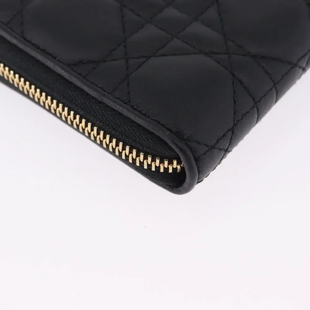 Dior Lambskin Leather Lady Dior Cannage Long Wallet Black